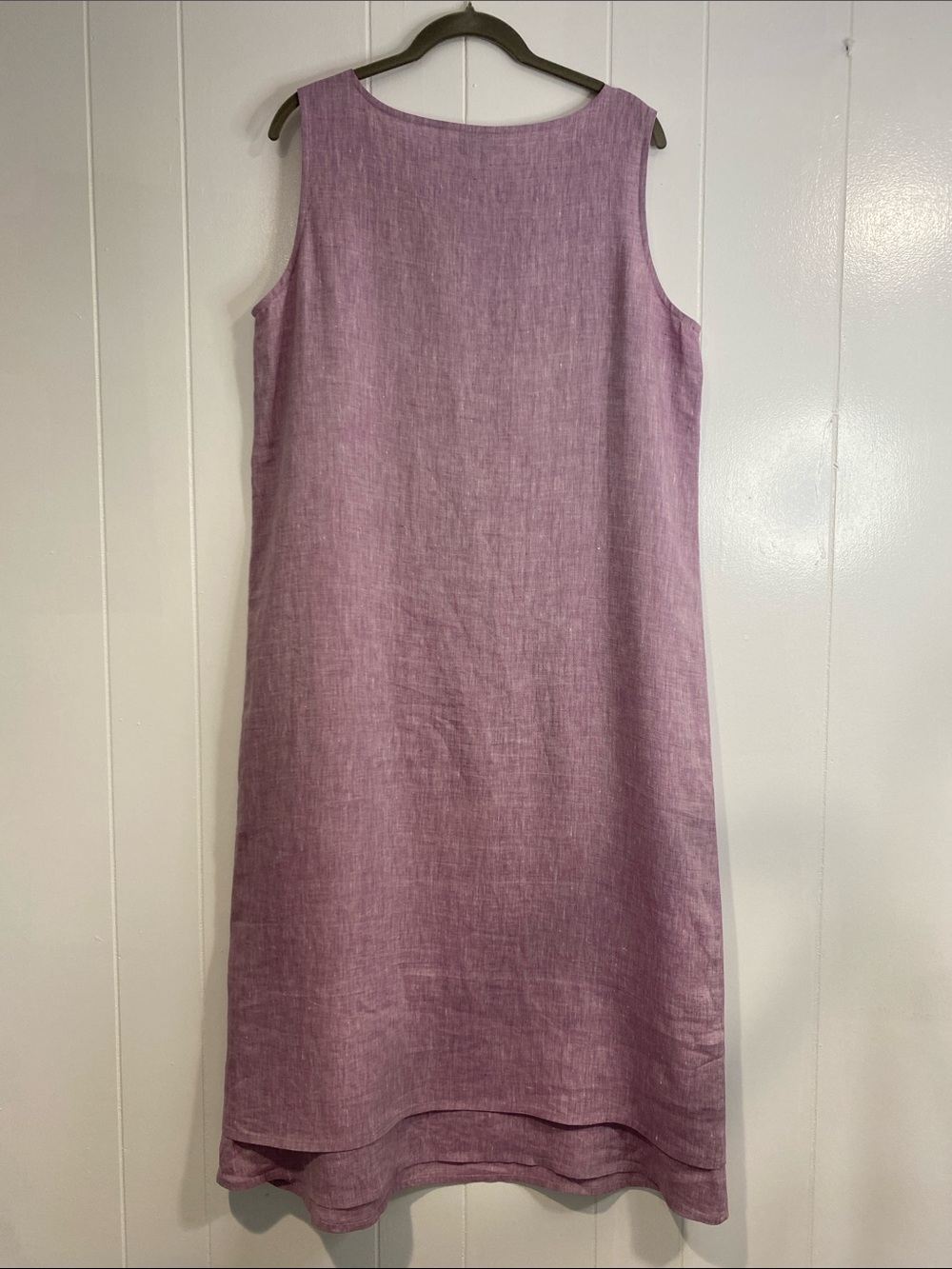 Eileen Fisher Irish Linen Purple Midi Tank Dress XL Coastal Minimalist Lagenlook - Picture 5 of 9